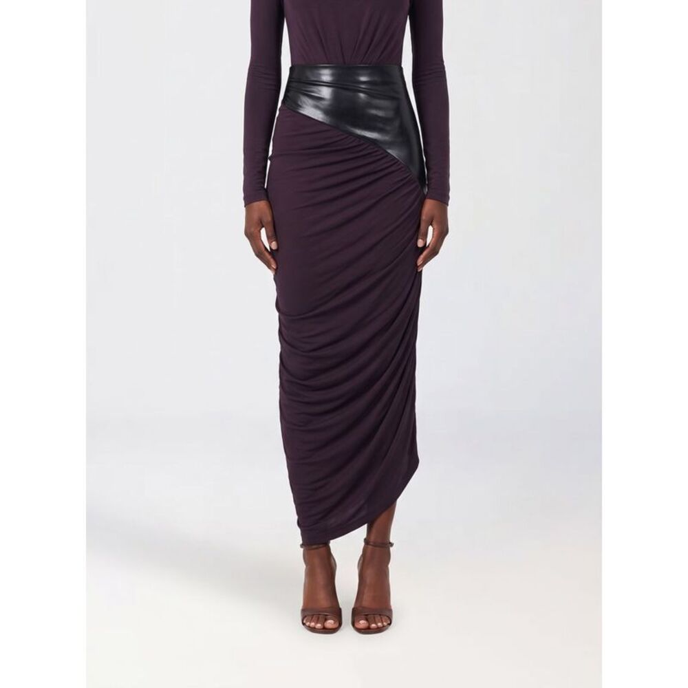 The Andamane Women The Andamane Draped Asymmetric Hem Midi Pencil Skirt